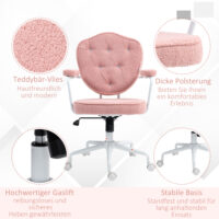 Bürostuhl Teddybärvlies höhenverstellbar Rosa – Produktfoto zeigt modernes Design, hochwertige Materialien und funktionale Eigenschaften ideal für Wohn- oder Arbeitsbereiche. Perfekt als Einrichtungsinspiration oder zur Produktpräsentation in einem Onlineshop.