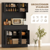 Buffetschrank mit Arbeitsplatte und Regalen schwarz