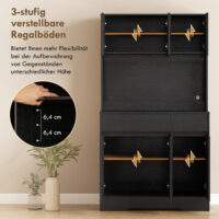 Buffetschrank mit Arbeitsplatte und Regalen schwarz
