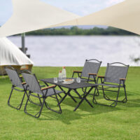 Graues Camping Gartenmöbelset Caltagirone, 5-teilig, mit komfortablen Sitzmöglichkeiten und Tisch, ideal für unterwegs.