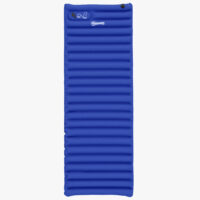 Camping Isomatte wasserabweisend, bis 120 kg, mit Fusspumpe, Farbe Blau.