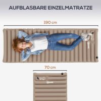 Camping Isomatte wasserabweisend, bis 120 kg, mit Fusspumpe, Farbe Khaki.