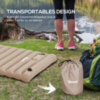 Camping Isomatte wasserabweisend, bis 120 kg, mit Fusspumpe, Farbe Khaki.