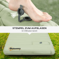 Camping Isomatte wasserabweisend, bis 80 kg, mit Fusspumpe, Farbe Grün.