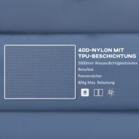 Camping Isomatte wasserabweisend, bis 80 kg, mit Tragetasche, Farbe Blau.