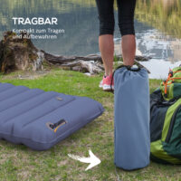 Camping Isomatte wasserabweisend, bis 80 kg, mit Tragetasche, Farbe Blau.