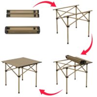 Camping Set faltbarer Tisch und 2 Klappstühle aus Metall weiß