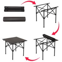 Faltbares Camping Set mit Tisch und 2 Klappstühlen schwarz
