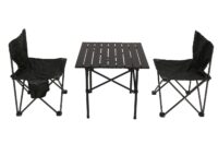 Faltbares Camping Set mit Tisch und 2 Klappstühlen schwarz
