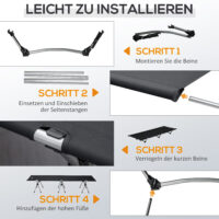 Campingbett klappbar aus Aluminium, bis 150 kg belastbar, leicht & stabil.