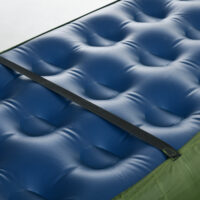 Campingbett klappbar mit Kopfkissen, 120 kg Tragkraft, Farbe Grün.