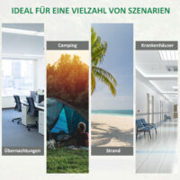 Campingbett klappbar mit Seitentasche, kompakt, Farbe Grün-Schwarz.