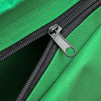 Campingbett klappbar mit Seitentasche, kompakt, Farbe Grün-Schwarz.