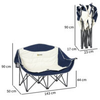 Campingstuhl 2 Sitzer klappbar mit Getränkehalter und Tragetasche