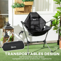 Campingstuhl faltbar, belastbar bis 120 kg, aus Oxford-Material, Farbe Schwarz.