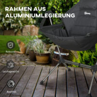 Campingstuhl faltbar, belastbar bis 120 kg, aus Oxford-Material, Farbe Schwarz.