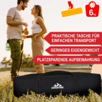 Bequemer Campingstuhl mit gepolsterter Sitzfläche in Grau-Schwarz.