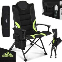 Faltbarer Campingstuhl mit extra Polsterung in Grün-Schwarz.