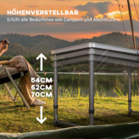 Campingtisch klappbar höhenverstellbar 240cm Aluminium schwarz