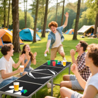 Campingtisch klappbar höhenverstellbar 240cm Aluminium schwarz