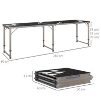 Campingtisch klappbar höhenverstellbar 240cm Aluminium schwarz