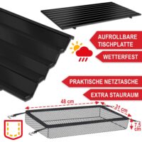 Stabiler schwarzer Klapptisch für Garten oder Balkon.