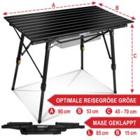 Stabiler schwarzer Klapptisch für Garten oder Balkon.