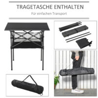Campingtisch faltbar tragbar für Camping und Garten Aluminium
