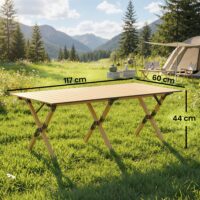 Campingtisch klappbar wasserdicht mit Tasche Aluminium Holzoptik