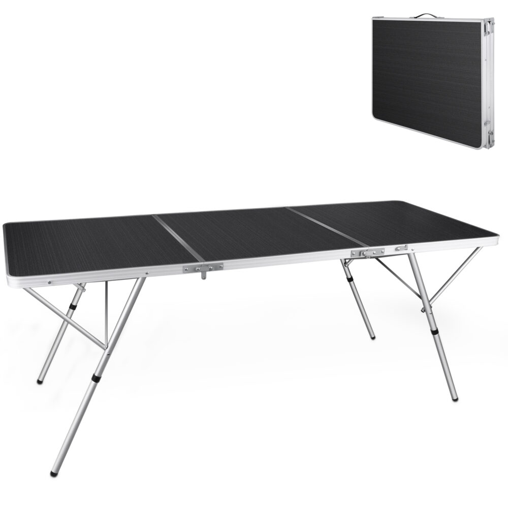 Praktischer Klapptisch im Kofferdesign für Camping und Outdoor.