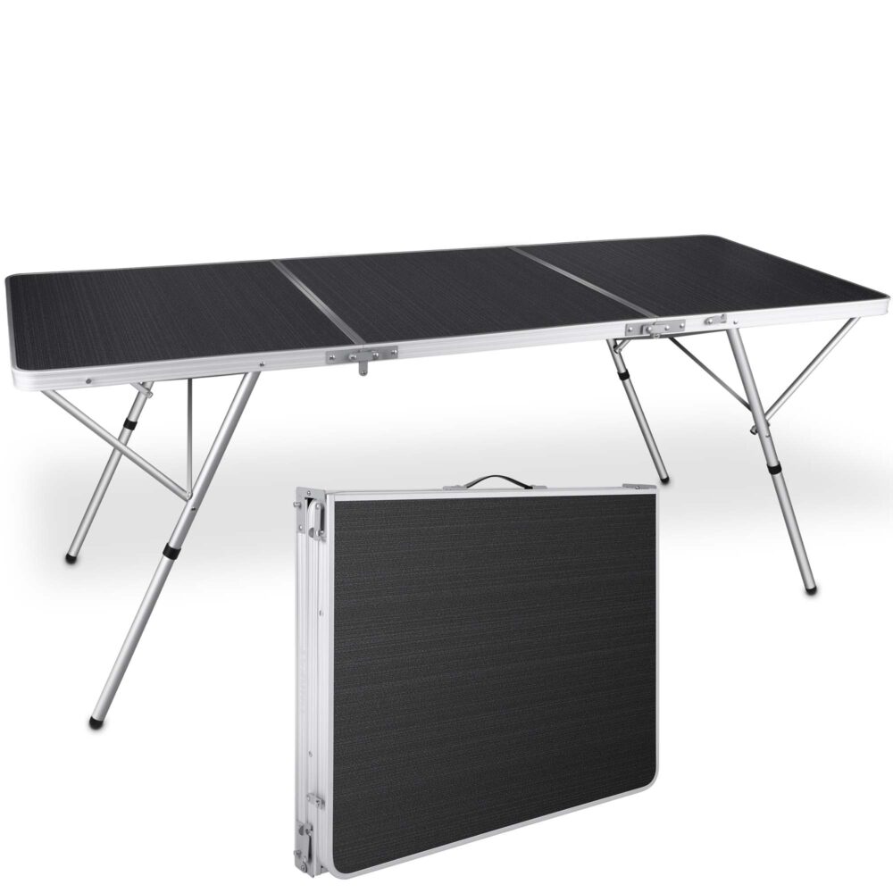 Praktischer Klapptisch im Kofferdesign für Camping und Outdoor.