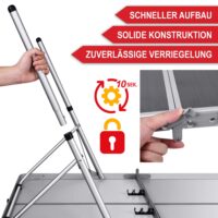 Praktischer Klapptisch im Kofferdesign für Camping und Outdoor.