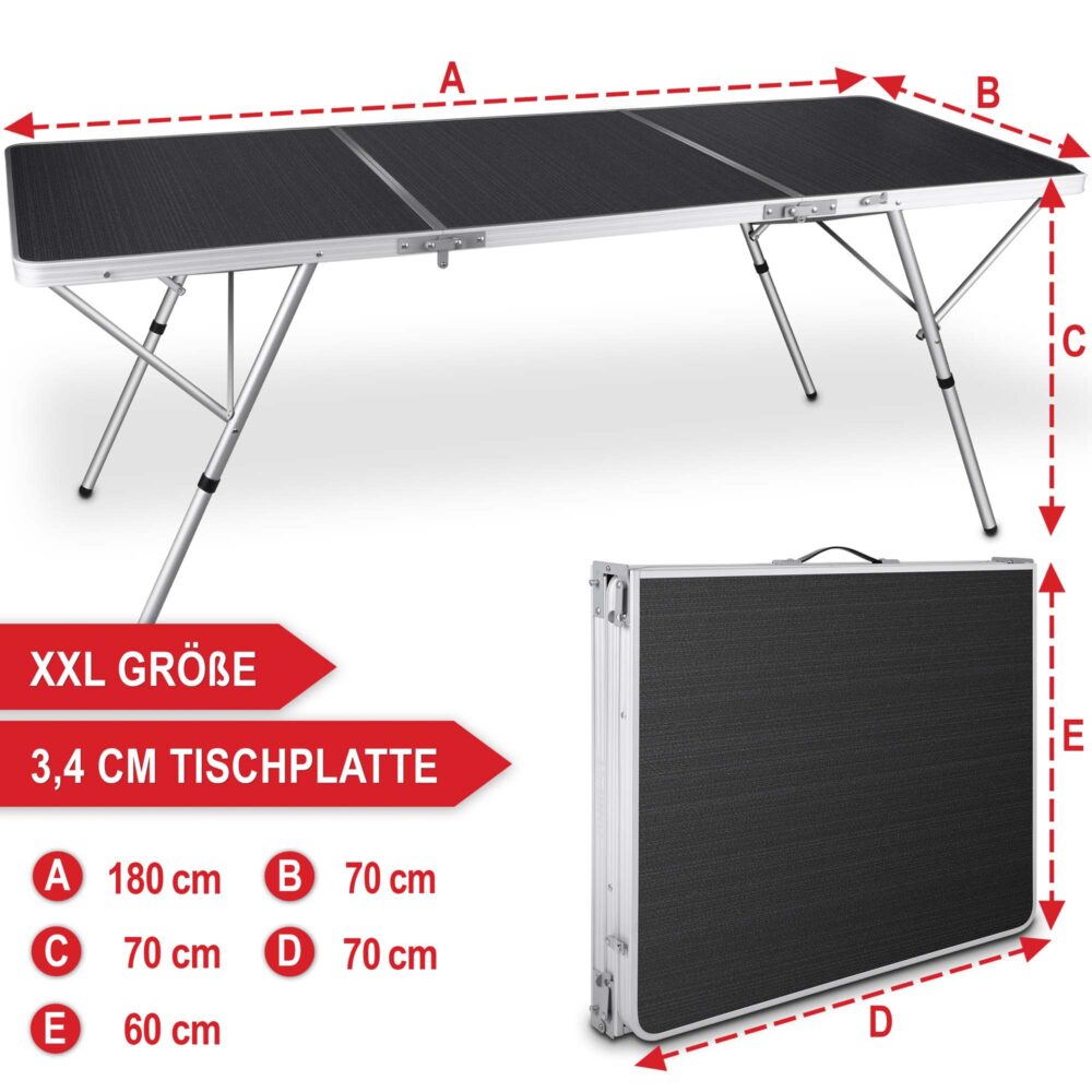 Praktischer Klapptisch im Kofferdesign für Camping und Outdoor.