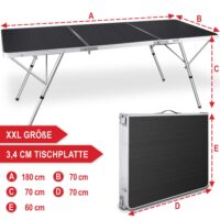 Praktischer Klapptisch im Kofferdesign für Camping und Outdoor.
