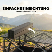 Campingtisch klappbar mit Netzablage und Tragetasche schwarz