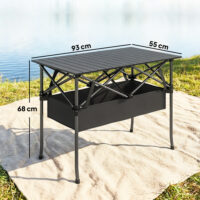 Campingtisch klappbar mit Netzablage und Tragetasche schwarz