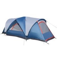 Campingzelt für 4 Personen mit UV-Schutz, 2 Räume, Farbe Blau & Weiß.