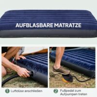 Campingzelt Set für 2 Personen mit Feldbett und Luftmatratze grün