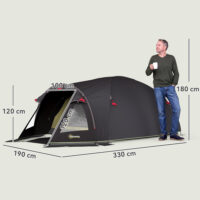 Campingzelt Tunnelzelt leicht mit UV Schutz und Vordach für 2 Personen