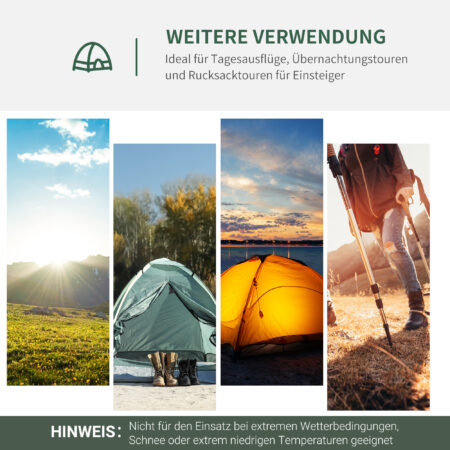 Campingzelt für 2–3 Personen, wetterfest mit Transporttasche, Farbe Grau.