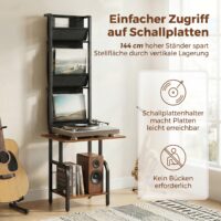 CD-Regal mit Stofftaschen und Tischplatte in Holzoptik