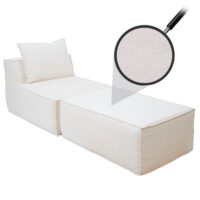 Chaiselongue Ottomane Recamiere Stoff 63x75x194cm creme
