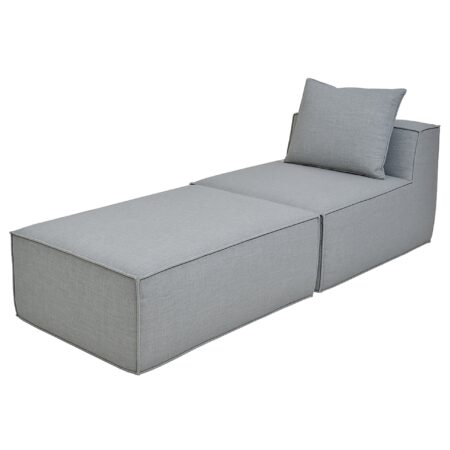 Chaiselongue Ottomane Recamiere Stoff 63x75x194cm hellgrau