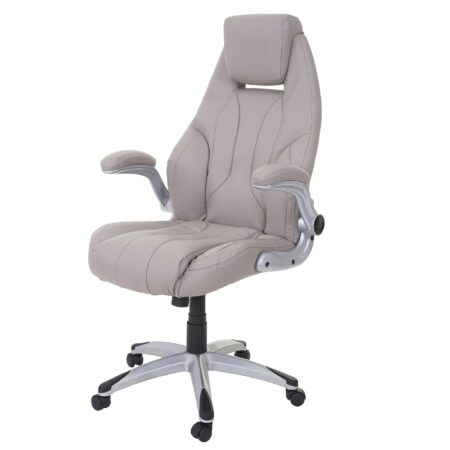 Ergonomischer Chefsessel Kunstleder taupe-grau drehbar MVG-zertifiziert