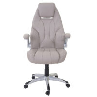 Ergonomischer Chefsessel Kunstleder taupe-grau drehbar MVG-zertifiziert