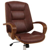 Ergonomischer Chefsessel Kunstleder rotbraun in Walnuss-Optik