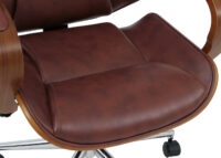 Ergonomischer Chefsessel Kunstleder rotbraun in Walnuss-Optik