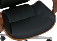 Ergonomischer Chefsessel Kunstleder schwarz in Walnuss-Optik