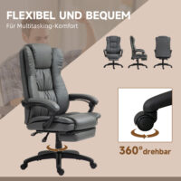 Chefsessel mit Fussstütze & Massagefunktion höhenverstellbar Dunkelgrau – Produktfoto zeigt modernes Design, hochwertige Materialien und funktionale Eigenschaften ideal für Wohn- oder Arbeitsbereiche. Perfekt als Einrichtungsinspiration oder zur Produktpräsentation in einem Onlineshop.