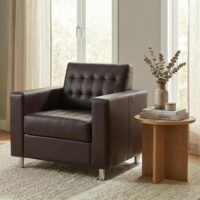 Clubsessel Loungesessel Kunstleder mit Metallfüssen braun